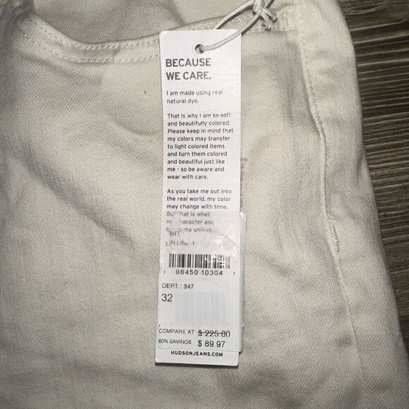 Hudson Rosalie Wide Leg Cream Distressed Jeans. Size 32. NWT. $225. V - Picture 11 of 11